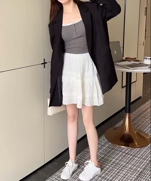 aimoha（アイモハ）の「ストライプ＆レーストリムのキャミソール (SS)（キャミソール・レディース・グレー/その他1/その他/ブラック/ホワイト・FREE）」の11枚目の写真