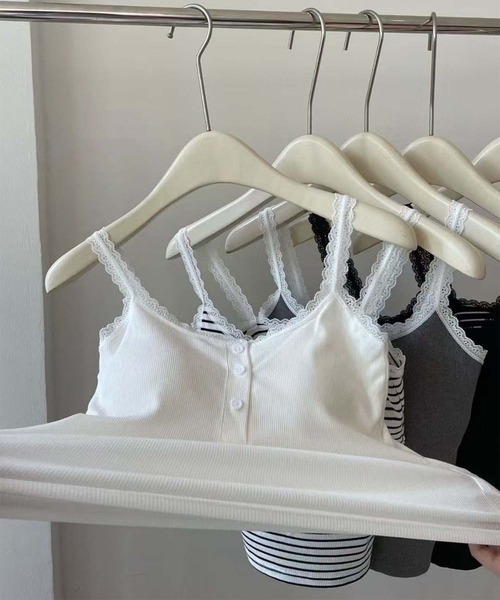 aimoha（アイモハ）の「ストライプ＆レーストリムのキャミソール (SS)（キャミソール・レディース・グレー/その他1/その他/ブラック/ホワイト・FREE）」の18枚目の写真