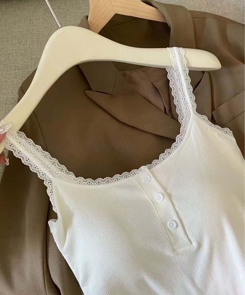 aimoha（アイモハ）の「ストライプ＆レーストリムのキャミソール (SS)（キャミソール・レディース・グレー/その他1/その他/ブラック/ホワイト・FREE）」の19枚目の写真