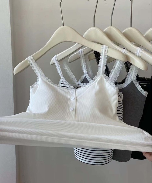 aimoha（アイモハ）の「ストライプ＆レーストリムのキャミソール (SS)（キャミソール・レディース・グレー/その他1/その他/ブラック/ホワイト・FREE）」の20枚目の写真