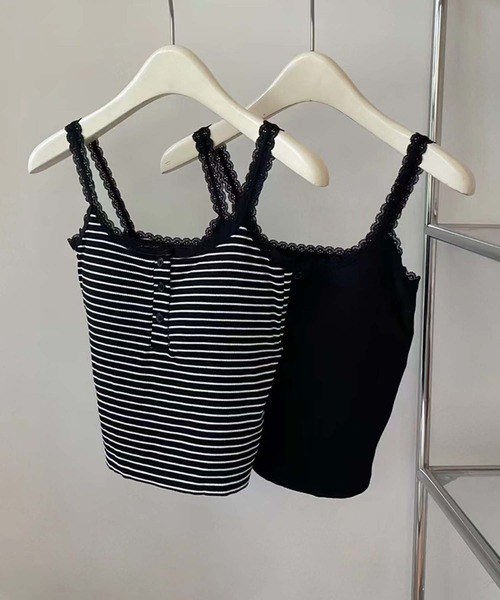 aimoha（アイモハ）の「ストライプ＆レーストリムのキャミソール (SS)（キャミソール・レディース・グレー/その他1/その他/ブラック/ホワイト・FREE）」の21枚目の写真