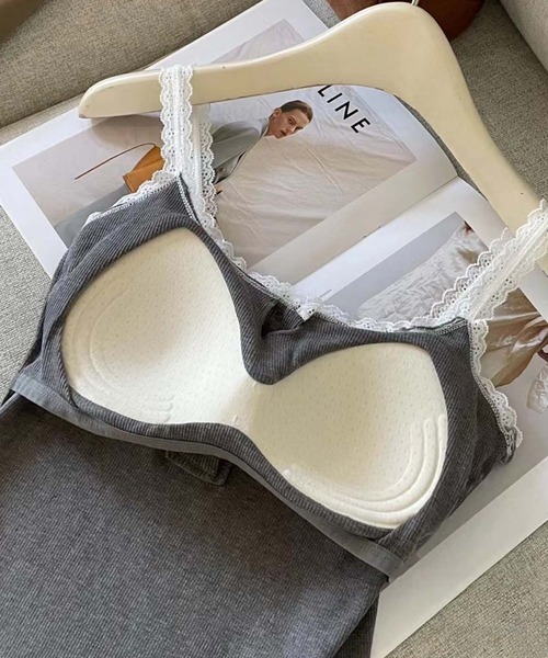 aimoha（アイモハ）の「ストライプ＆レーストリムのキャミソール (SS)（キャミソール・レディース・グレー/その他1/その他/ブラック/ホワイト・FREE）」の22枚目の写真