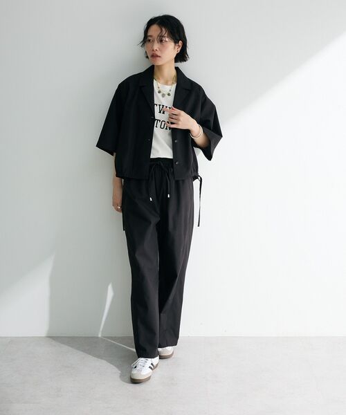 Green　Parks（グリーンパークス）の「綿麻混イージーワイドパンツ（その他パンツ・レディース・ブラック/杢グレー/チェック/ライトベージュ・FREE）」の11枚目の写真