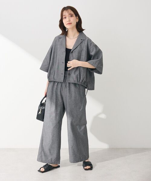 Green　Parks（グリーンパークス）の「綿麻混イージーワイドパンツ（その他パンツ・レディース・ブラック/杢グレー/チェック/ライトベージュ・FREE）」の13枚目の写真