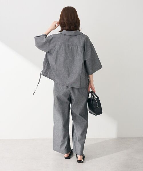 Green　Parks（グリーンパークス）の「綿麻混イージーワイドパンツ（その他パンツ・レディース・ブラック/杢グレー/チェック/ライトベージュ・FREE）」の15枚目の写真