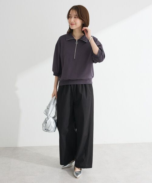 Green　Parks（グリーンパークス）の「綿麻混イージーワイドパンツ（その他パンツ・レディース・ブラック/杢グレー/チェック/ライトベージュ・FREE）」の20枚目の写真