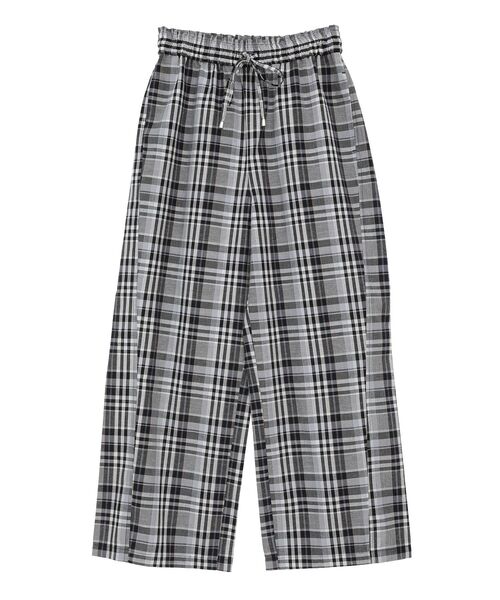 Green　Parks（グリーンパークス）の「綿麻混イージーワイドパンツ（その他パンツ・レディース・ブラック/杢グレー/チェック/ライトベージュ・FREE）」の9枚目の写真