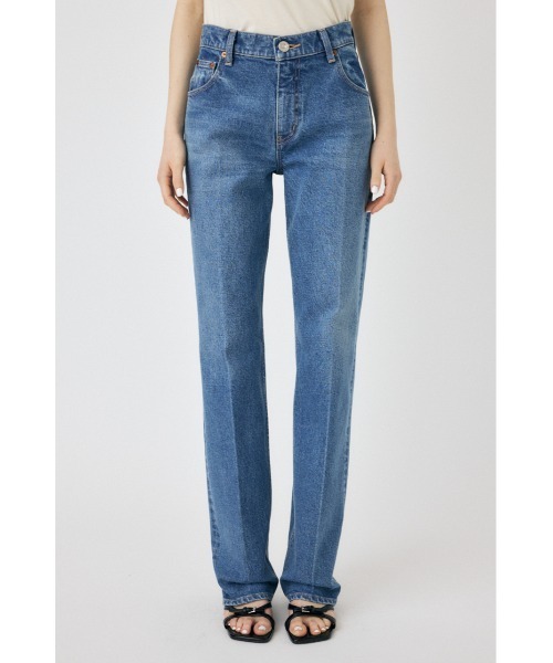 MOUSSY(マウジー)の「MVS CENTER PRESS STRAIGHT(デニムパンツ・レディース・ブルー/ワンウォッシュ・23inch/24inch/25inch/26inch/27inch)」の3枚目の写真