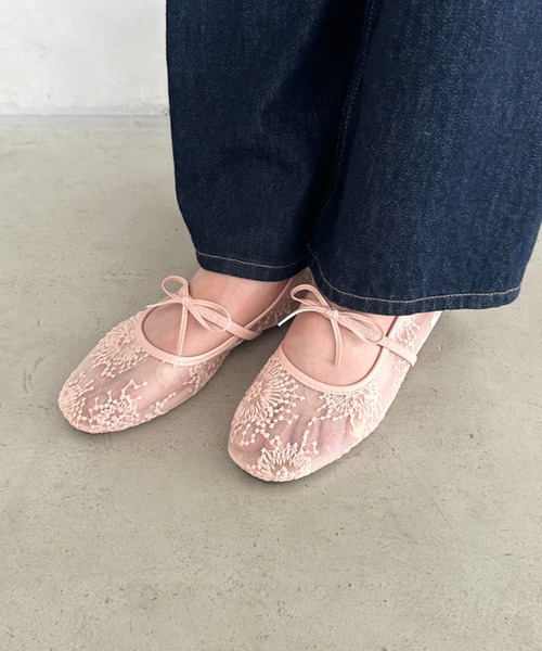 MYMOOD.(マイムード)の「シースルーバレリーナシューズ シアー 刺繍 ビジュー フラットパンプス リボンパンプス(パンプス・レディース・ブラック/アイボリー/ピンク・23.5cm/24.5cm)」の19枚目の写真
