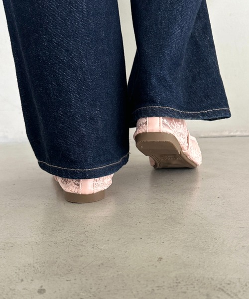 セール】シースルーバレリーナシューズ シアー 刺繍 ビジュー フラット