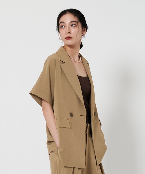 BEAUTY&YOUTH UNITED ARROWS（ビューティーアンドユースユナイテッドアローズ）の「【WEB限定 Wardrobe DAILY MINIMAL】ハーフスリーブ ドルマンジャケット -ウォッシャブル-（テーラードジャケット・レディース・ベージュ/ブラック/モカ・XS/S/M）」の17枚目の写真