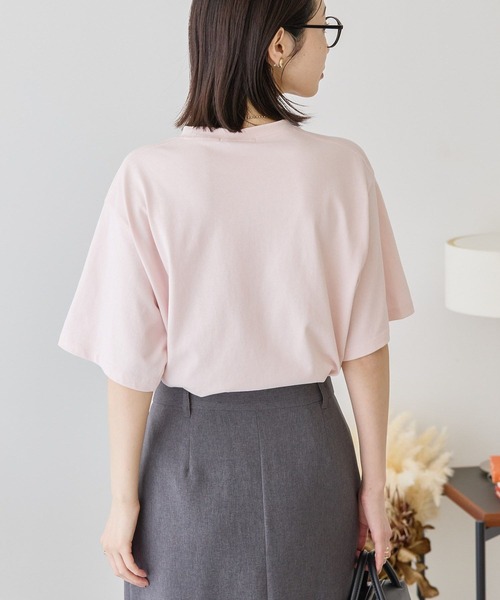 AMERICAN HOLIC（アメリカンホリック）の「ボックスロゴ箔プリントTシャツ（Tシャツ/カットソー・レディース・オフホワイト/チャコールグレー/ピンク・M/L）」の9枚目の写真