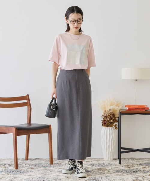 AMERICAN HOLIC（アメリカンホリック）の「ボックスロゴ箔プリントTシャツ（Tシャツ/カットソー・レディース・オフホワイト/チャコールグレー/ピンク・M/L）」の11枚目の写真