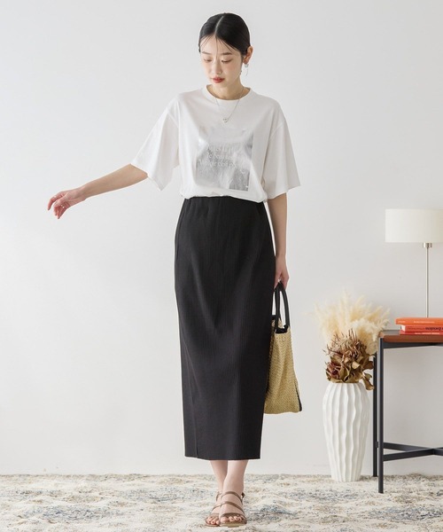 AMERICAN HOLIC（アメリカンホリック）の「ボックスロゴ箔プリントTシャツ（Tシャツ/カットソー・レディース・オフホワイト/チャコールグレー/ピンク・M/L）」の7枚目の写真