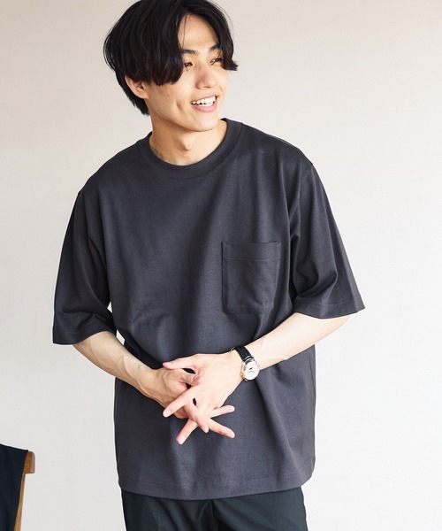 GLOBAL WORK（グローバルワーク）の「汗染み軽減Tシャツ/288049（Tシャツ/カットソー・メンズ・グレー/ホワイト/スミクロ・SMALL/MEDIUM/LARGE/X-LARGE）」の3枚目の写真