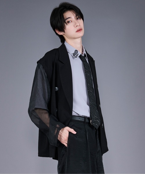 Ellno Loset(エルノロゼット)の「2wayシアードッキングジレジャケット /SET UP対応(テーラードジャケット・メンズ・ブラック/グレー・SMALL/LARGE/MEDIUM/X-SMALL)」の11枚目の写真