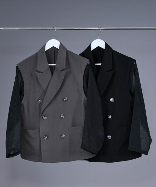 Ellno Loset セットアップ ジャケット ジレ スカンツ 3点セット 黒 Ellno Loset セットアップ ジャケット ジレ スカンツ 3点セット