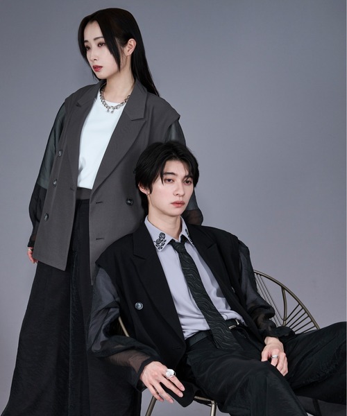 Ellno Loset(エルノロゼット)の「2wayシアードッキングジレジャケット /SET UP対応(テーラードジャケット・メンズ・ブラック/グレー・SMALL/LARGE/MEDIUM/X-SMALL)」の22枚目の写真