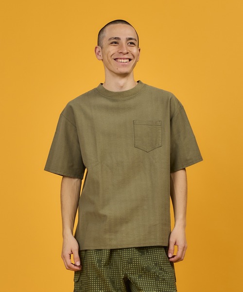 WALLA WALLA SPORT（ワラワラスポーツ）の「U.S. MADE HERRINGBONE POCKET TEE/ユーエス メイド ヘリンボーン ポケット ティー（Tシャツ/カットソー・メンズ・ネイビー/ブラック/オリーブ/ホワイト・LARGE/X-LARGE/MEDIUM）」の3枚目の写真