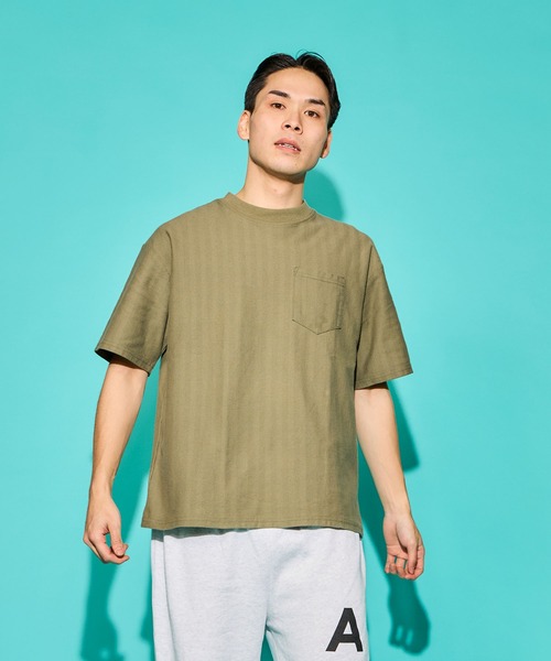 WALLA WALLA SPORT（ワラワラスポーツ）の「U.S. MADE HERRINGBONE POCKET TEE/ユーエス メイド ヘリンボーン ポケット ティー（Tシャツ/カットソー・メンズ・ネイビー/ブラック/オリーブ/ホワイト・LARGE/X-LARGE/MEDIUM）」の15枚目の写真