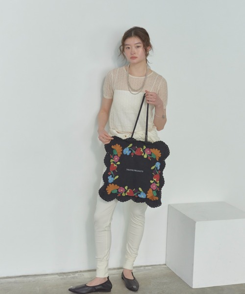 THEATRE PRODUCTS（シアタープロダクツ）の「レースエンブロイダリートートバッグ（トートバッグ・レディース・ブラック/ホワイト・FREE）」の17枚目の写真