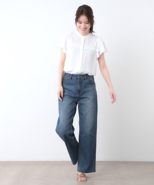 LAURA ASHLEY(ローラアシュレイ)の「【ミニフリル/比翼前立】 デザインブラウス(シャツ/ブラウス・レディース・オフホワイト/ネイビー・40/38)」の5枚目の写真