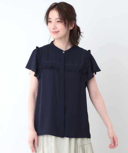 LAURA ASHLEY(ローラアシュレイ)の「【ミニフリル/比翼前立】 デザインブラウス(シャツ/ブラウス・レディース・オフホワイト/ネイビー・40/38)」の11枚目の写真