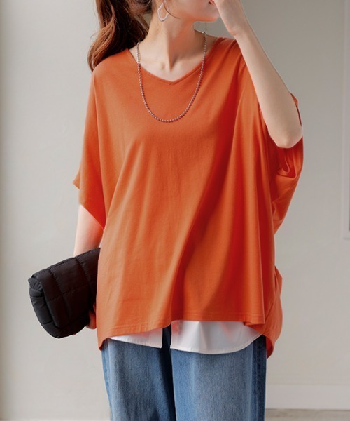 HUG.U(ハグユー)の「「二の腕神隠し」Tシャツ <選べるネック>(Tシャツ/カットソー・レディース・グリーン系その他/グリーン系その他2/オレンジ/ブルー/ホワイト/ブラック/オレンジ系その他/オリーブ/グリーン/モカ/ホワイト系その他/ブラウン系その他/ブラック系その他/ブルー系その他・FREE)」の13枚目の写真