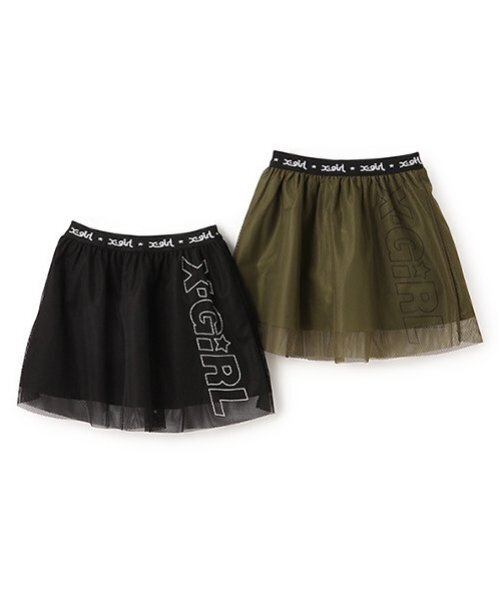 X-girl Stages(エックスガールステージス)の「メッシュレイヤードスカート(スカート・キッズ・カーキ/ブラック・140cm/110cm/120cm/130cm)」の8枚目の写真