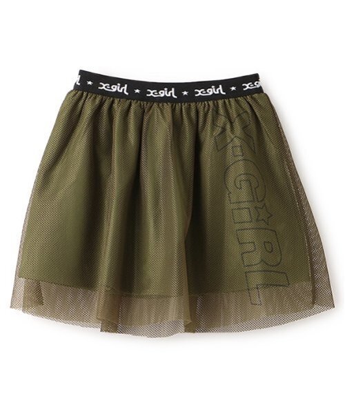 X-girl Stages(エックスガールステージス)の「メッシュレイヤードスカート(スカート・キッズ・カーキ/ブラック・140cm/110cm/120cm/130cm)」の9枚目の写真
