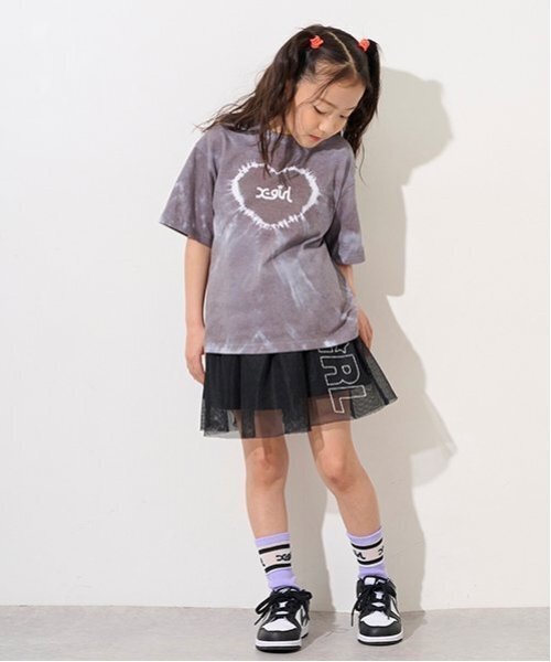 X-girl Stages(エックスガールステージス)の「メッシュレイヤードスカート(スカート・キッズ・カーキ/ブラック・140cm/110cm/120cm/130cm)」の15枚目の写真