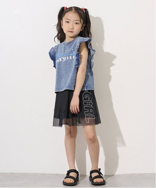 X-girl Stages(エックスガールステージス)の「メッシュレイヤードスカート(スカート・キッズ・カーキ/ブラック・140cm/110cm/120cm/130cm)」の16枚目の写真