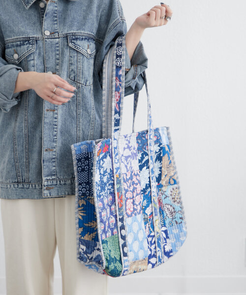 Remind me and forever（リマインドミーアンドフォーエバー）の「【新色登場！】【India series】パッチワークトートバッグ（ショルダーバッグ・レディース・マルチ/ブルー/ベージュ/ブラック・FREE）」の18枚目の写真