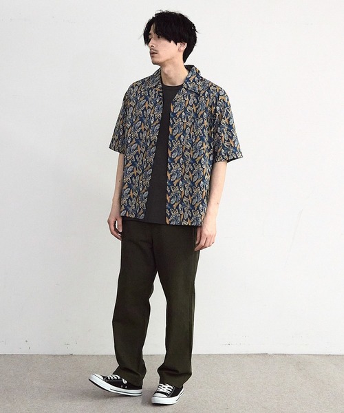 RATTLE TRAP(ラトルトラップ)の「リーフプリントオープンカラー半袖シャツ(シャツ/ブラウス・メンズ・オフホワイト/ブルー・M/L)」の9枚目の写真