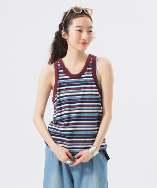 BEAMS BOY（ビームスボーイ）の「マルチボーダー タンクトップ（Tシャツ/カットソー・レディース・ネイビー/イエロー/ミント・1/0）」の10枚目の写真