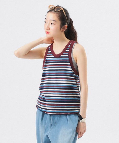 BEAMS BOY（ビームスボーイ）の「マルチボーダー タンクトップ（Tシャツ/カットソー・レディース・ネイビー/イエロー/ミント・1/0）」の11枚目の写真