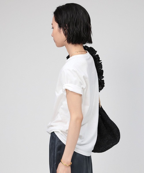 BABYLONE（バビロン）の「コットンリネンテンジクT（Tシャツ/カットソー・レディース・ライトブルー/ホワイト/ブラック/ライトブラウン・フリー）」の6枚目の写真