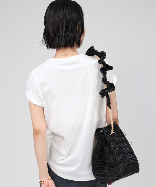 BABYLONE（バビロン）の「コットンリネンテンジクT（Tシャツ/カットソー・レディース・ライトブルー/ホワイト/ブラック/ライトブラウン・フリー）」の7枚目の写真