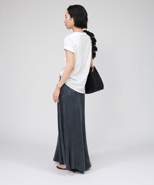 BABYLONE（バビロン）の「コットンリネンテンジクT（Tシャツ/カットソー・レディース・ライトブルー/ホワイト/ブラック/ライトブラウン・フリー）」の9枚目の写真