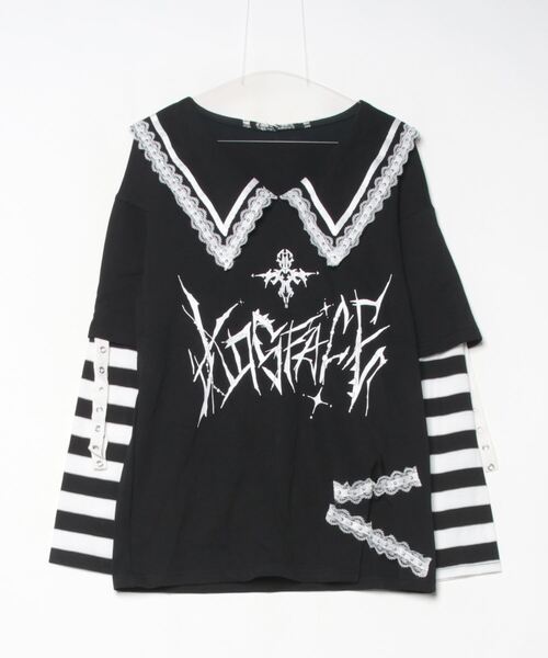 NOVESSEL(ノベセル)の「『AOSPACE』レイヤードボーダーロングスリーブTシャツ(Tシャツ/カットソー・レディース・パープル/ホワイト・FREE)」の10枚目の写真