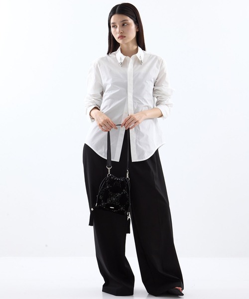tanakadaisuke/タナカダイスケ】crystal silver tip lapel shirt