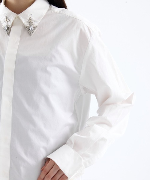 tanakadaisuke/タナカダイスケ】crystal silver tip lapel shirt