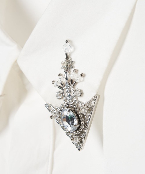 tanakadaisuke/タナカダイスケ】crystal silver tip lapel shirt