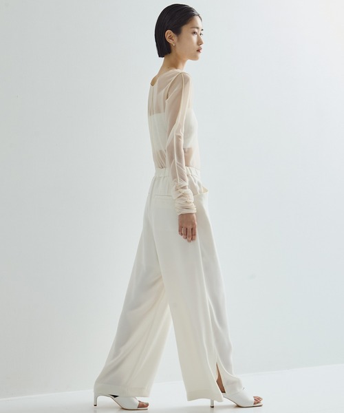 STUDIOUS/ステュディオス】Gathered Sleeve Sheer Top/ギャザー
