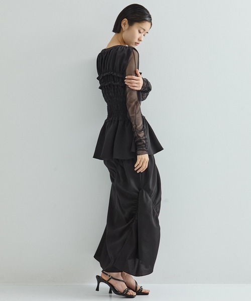 tシャツ 「STUDIOUS/ステュディオス」Gathered Skin Top/ギャザースキントップス レディース STUDIOUS tシャツ 「STUDIOUS/ステュディオス」Gathered Skin