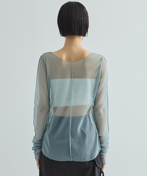 tシャツ 「STUDIOUS/ステュディオス」Gathered Skin Top/ギャザースキントップス レディース STUDIOUS/ステュディオス】Gathered Sleeve Sheer Top/ギャザー
