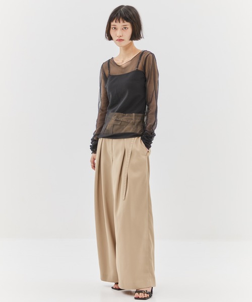 店内商品がすべてレジにて半額！！ STUDIOUS/ステュディオス】Gathered Sleeve Top/ギャザー Sheer トップス