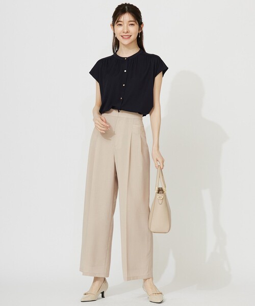 ANY SIS（エニィスィス）の「ハイストレッチスムース2WAY ブラウス（シャツ/ブラウス・レディース・ワイン系/アイボリー系/ダークグリーン系/ダークブラウン系/イエロー系/ネイビー系・2）」の16枚目の写真