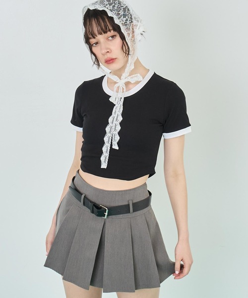 ANAP(アナップ)の「配色 リボン 刺繍 コンパクト リンガー Tシャツ(Tシャツ/カットソー・レディース・ホワイト/ピンク/ブラック・FREE)」の22枚目の写真