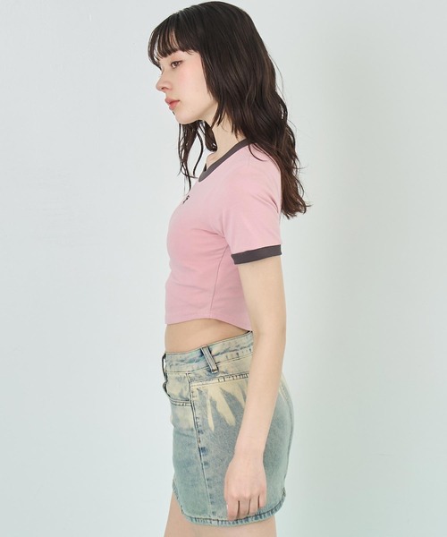 ANAP(アナップ)の「配色 リボン 刺繍 コンパクト リンガー Tシャツ(Tシャツ/カットソー・レディース・ホワイト/ピンク/ブラック・FREE)」の8枚目の写真